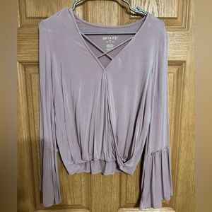 Mauve AE Soft Bell Sleeve Top